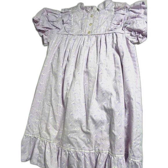 Vintage Handmade Girl's Dress sz 10 Lavender Floral Babydoll Pinafore Prairie - Picture 1 of 3